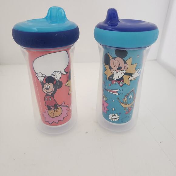First Years Mickey Goofy and Donald 9 0z Insulated sippy cups set of 2 - Picture 2 of 4